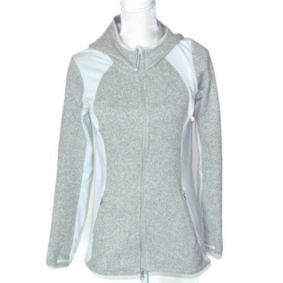 Athleta‎ Gray Knit Hooded Jacket S - Picture 2 of 7